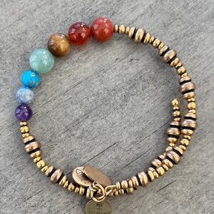 Alex and Ani Gold and Multicolor Beaded Bracelet